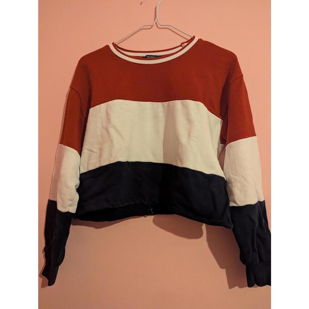 Forever 21 Red, black and white color block crop top